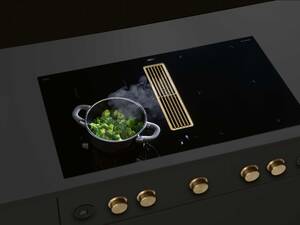 Die Edelstahl-Drehregler für das Induktionskochfeld «Interia Control 3.0» sind in trendigen Messing- oder Kupferfarben erhältlich. ERGE Schweiz AG.