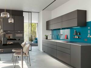 Für die Küchenzeile gibt es praktische und robuste Designlösungen. Auf Mass gefertigte Küchenrückwände aus glasiertem Titanstahl sind widerstandsfähig, hygienisch und magnetisch. Wilhelm Schmidlin AG.