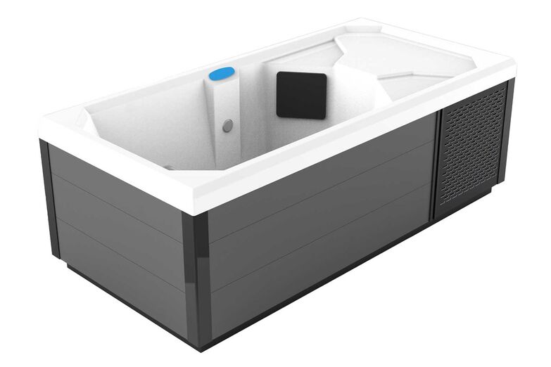 Der «Ice Tub» von Badewell verbindet eine kompakte Bauweise mit einer klaren Gestaltung. Konzipiert ist das Modell für den Einsatz als fest installiertes Kältebad im Wellnessbereich. Badewell AG, www.badewell.ch