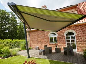 Markisenspezialist Markilux produziert Markisen, die Jahrzehnte halten. Rohstoffe und Energie werden massvoll eingesetzt. Die Tuchkassetten sind aus recyceltem Aluminium. Markilux GmbH + Co. KG.