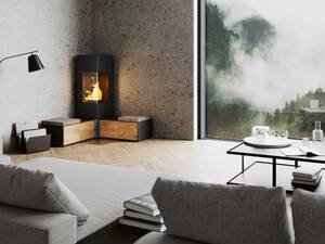 Beim Kaminofen «Connect Wood» kann die Tür rechts oder links angeschlagen werden, es gibt drei verschiedene Anschlussmöglichkeiten und ein optionales Speicherpaket, das noch länger für Wärme sorgt. Rika Innovative Ofentechnik GmbH.