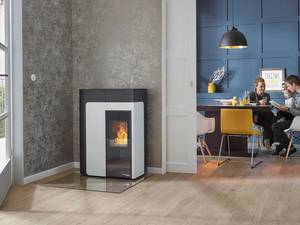 Nicht nur das Design des Pellet- ofens «HSP 8 Home» ist extravagant, auch die Funktion: Per WLAN lässt er sich von unterwegs aus anwerfen. Sibir.