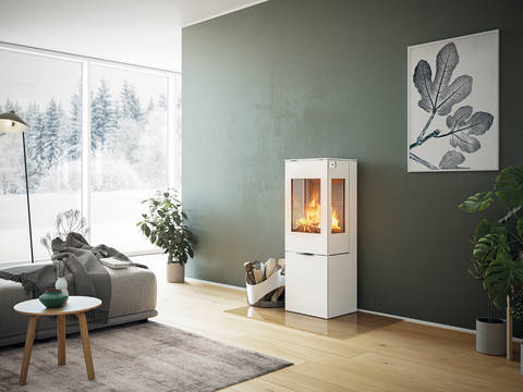 Nicht zu gross und nicht zu klein ist der Kaminofen «Nexo 120». Zur Wahl stehen sechs edle Farben, sechs Design-Türgriffe, Stahltür oder Glastür und viele weitere Komponenten wie beispielsweise eine Ofenbank. Attika.