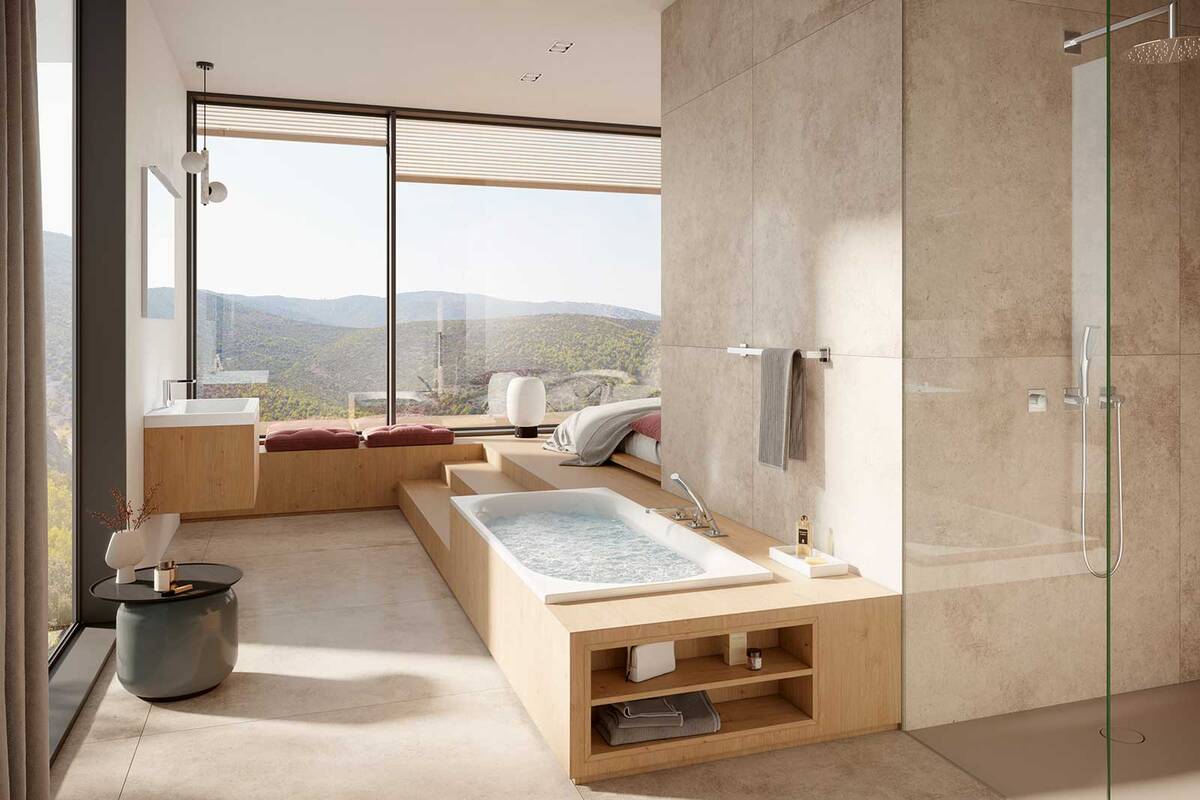 Die Schmidlin-Badewannen lassen sich mit einem Whirlsystem nach Wahl und unterschiedlichen Wellnessoptionen ausstatten: Die Funktion «Soundbox» verwandelt die Wanne in einen einzigartigen Klangkörper. Aber auch Farblichttherapien mittels Unterwasserscheinwerfern sind möglich. Wilhelm Schmidlin AG.