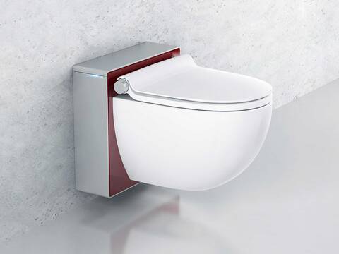 Ein mehrfach prämiertes Design zeichnet das Dusch-WC LaPreva «P1» aus. Besonders clever ist das individuell wählbare Farbkonzept. LaPreva AG.