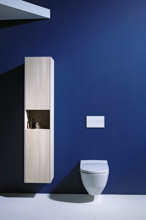 Flüsterleise: Beim Dusch-WC «Cleanet Navia» ist eine Schallentkoppelung integriert. So werden weniger Nutzungs- und Funktionsgeräusche auf die Wand und damit in die Nachbarzimmer übertragen. Keramik Laufen.
